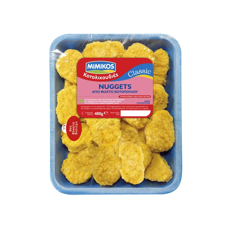 Μιμίκος κοτολιχουδιές nuggets από φιλέτο κοτόπουλο νωπό 480g