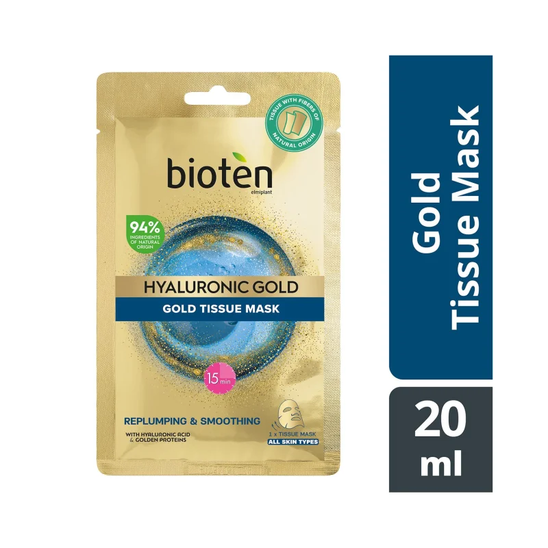 BIOTEN Hyaluronic Gold Μάσκα Προσώπου Υφασμάτινη Replumping & Smoothing 25ml