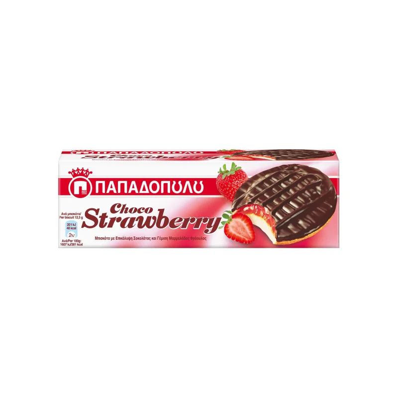 Παπαδοπούλου μπισκότα γεμιστά choco - strawberry 150g