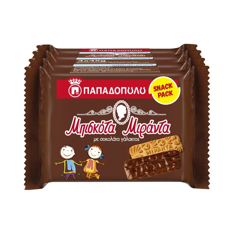 ΠΑΠΑΔΟΠΟΥΛΟΥ Μιράντα Μπισκότα με Σοκολάτα Γάλακτος 4x45g