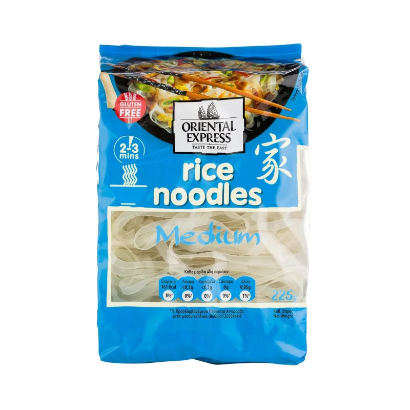 ORIENTAL EXPRESS Noodles Ρυζιού Μεσαία Vegan Χωρίς Γλουτένη 225g