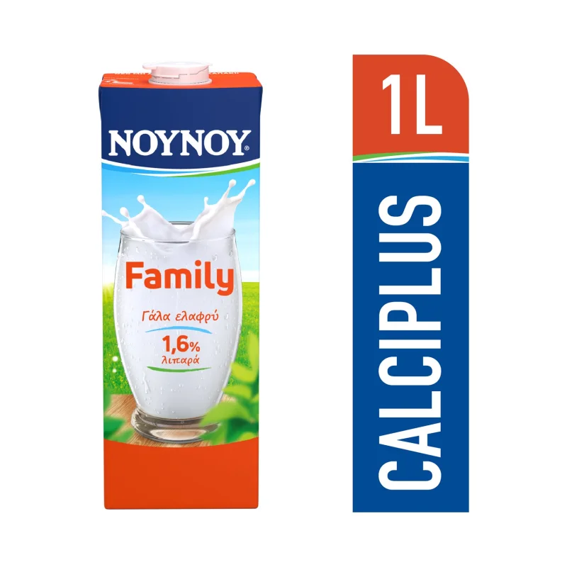 ΝΟΥΝΟΥ Family Calci Plus Γάλα Υψηλής Παστερίωσης Ελαφρύ 1,6% 1lt