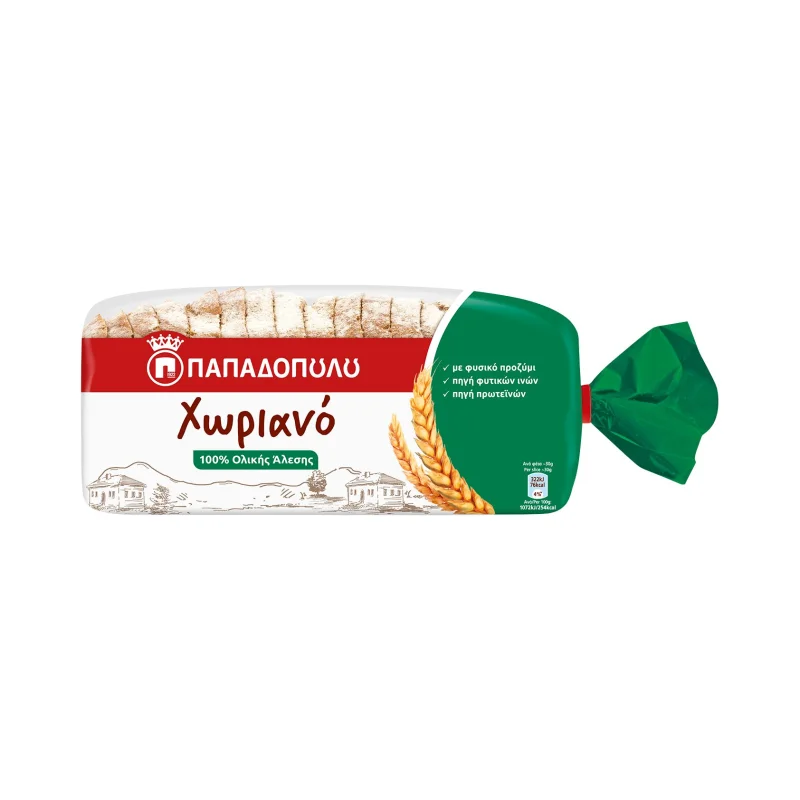 Χωριανό Ψωμί για Τοστ Ολικής Άλεσης Vegan 500gr