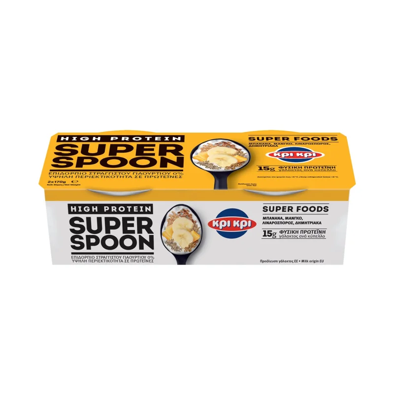 ΚΡΙ ΚΡΙ Superspoon High Protein Επιδόρπιο Στραγγιστού Γιαουρτιού Μπανάνα Μάνγκο 2x170g
