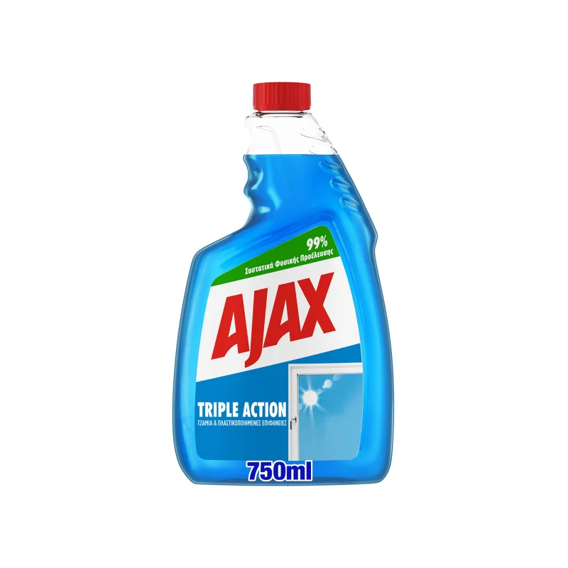 Ajax Triple Action υγρό ανταλλακτικό καθαριστικό για τζάμια 750ml