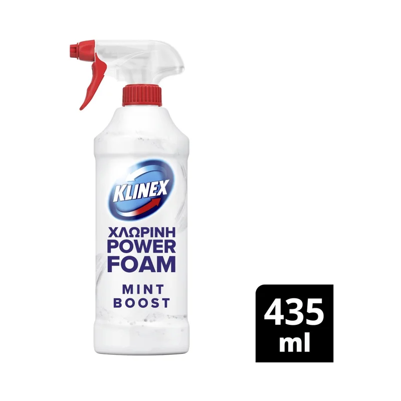 KLINEX Power Foam Ενεργός Αφρός Καθαρισμού για Λεκάνη & Μπάνιο Mint Boost Με Ενεργό χλώριο 435ml