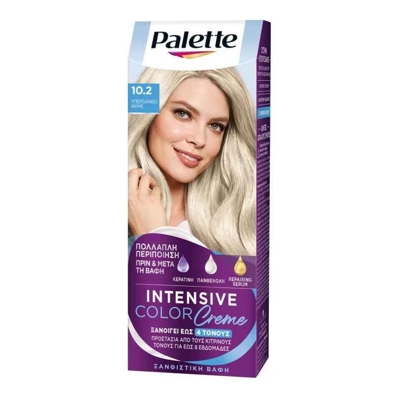 Palette Βαφή Μαλλιών Intensive Color Cream Νο.10.2 Υπέρξανθο Φυμέ (50ml)