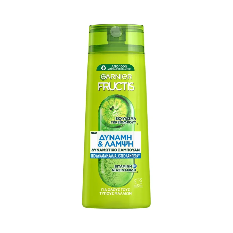 GARNIER Fructis Δύναμη & Λάμψη Σαμπουάν για Όλους τους Τύπους Μαλλιών Vegan 400ml