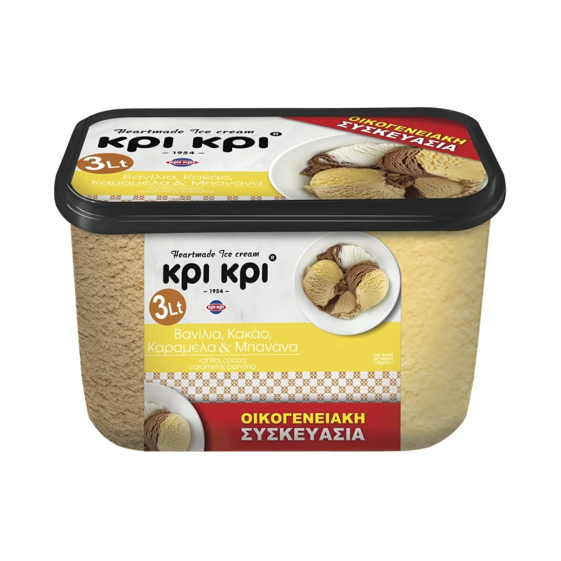 ΚΡΙ ΚΡΙ Heartmade Παγωτό Βανίλια Κακάο Καραμέλα & Μπανάνα 1,5kg (3lt)