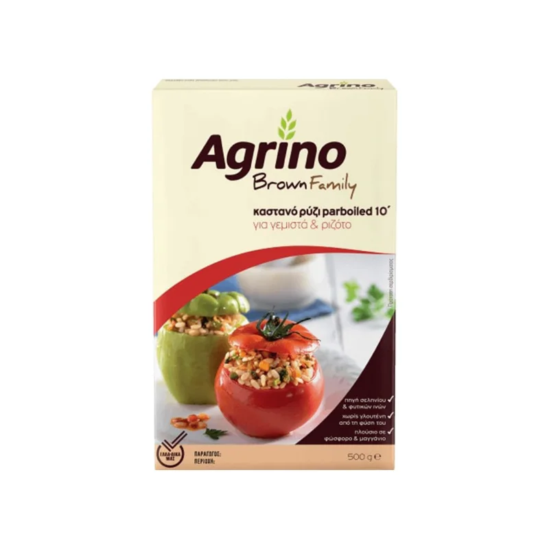 Agrino ρύζι parboiled καστανό για γεμιστά & ριζότο 500g