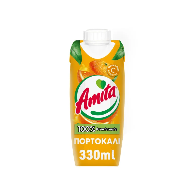 Amita 100% φυσικός χυμός πορτοκάλι κλασική 330ml