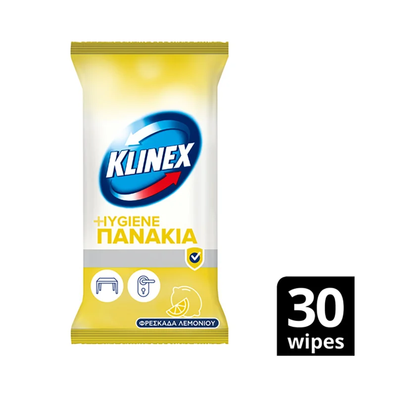 KLINEX Hygiene Υγρά Πανάκια Καθαρισμού Γενικής Χρήσης Φρεσκάδα Λεμονιού Χωρίς χλώριο 30τεμ
