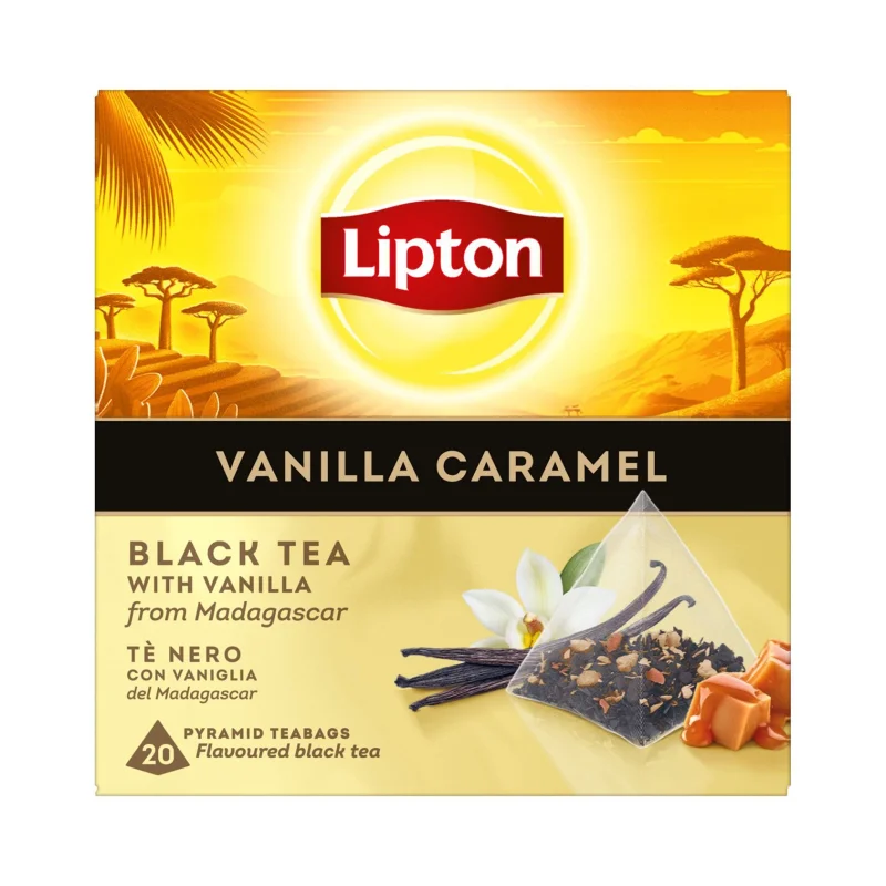LIPTON Μαύρο Τσάι με Βανίλια & Καραμέλα 20 φακελάκια πυραμίδα 34g