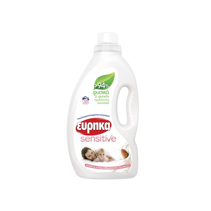 Ευρηκα Sensitive υγρό απορρυπαντικό ρούχων sensitive 1,5 lt 30μεζ