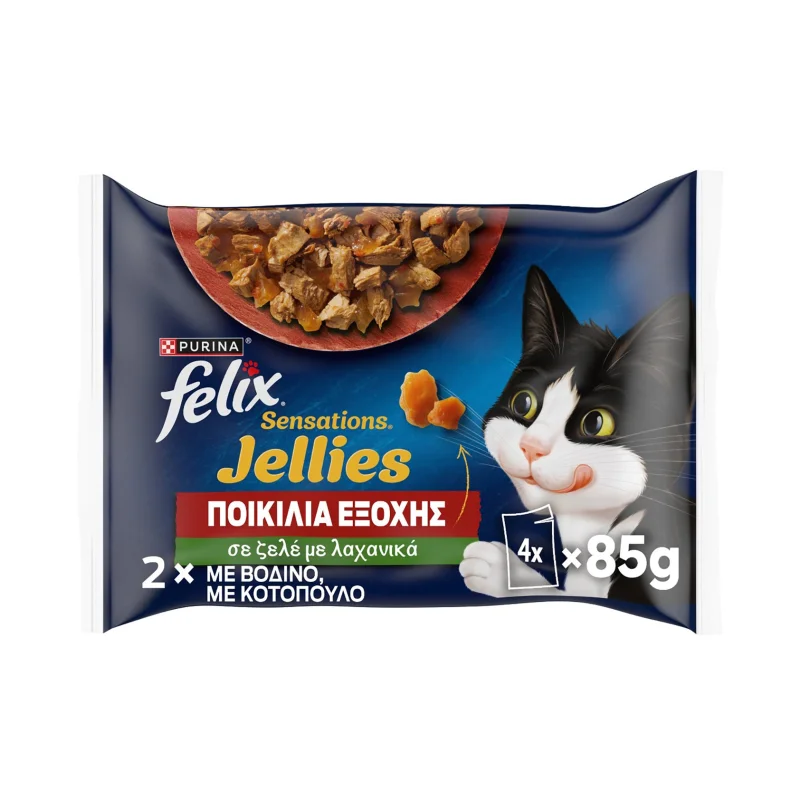 FELIX Sensations Jellies Υγρή Τροφή Γάτας με Ποικιλία Εξοχής σε Ζελέ 4x85g