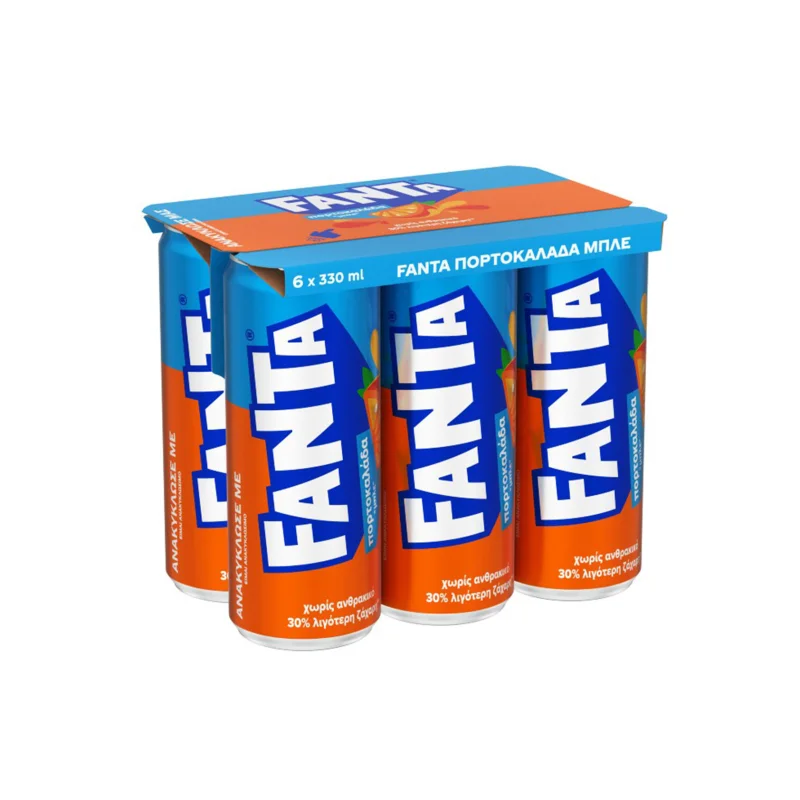 Fanta αναψυκτικό πορτοκαλάδα μπλέ, χωρίς ανθρακικό 6x330ml