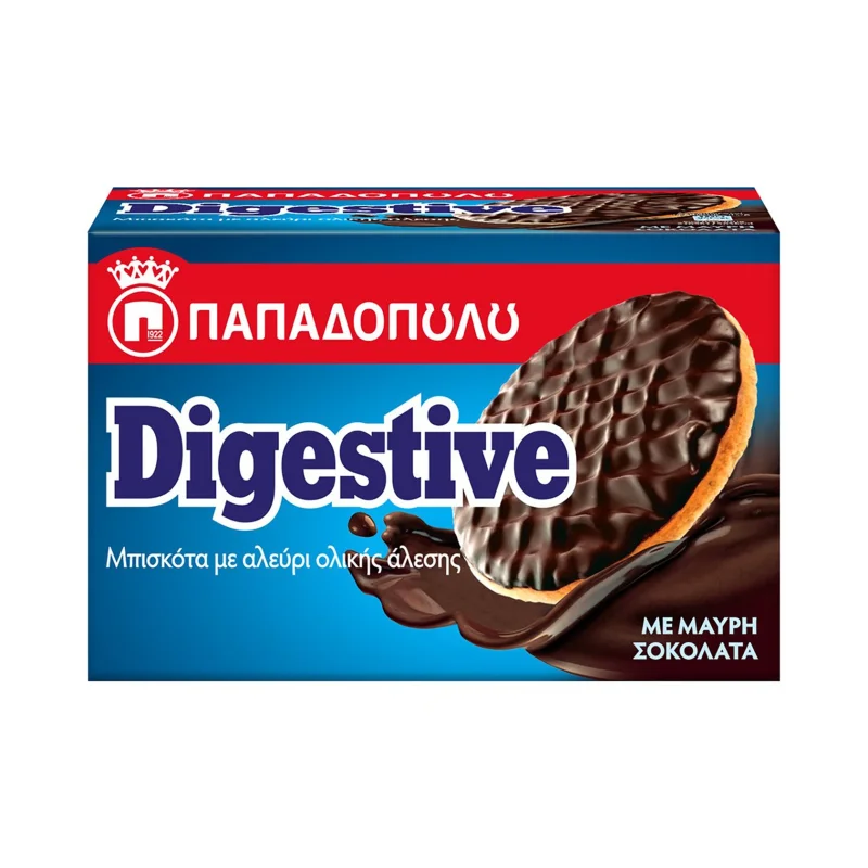 Digestive Μπισκότα με Επικάλυψη Μαύρη Σοκολάτα 200gr