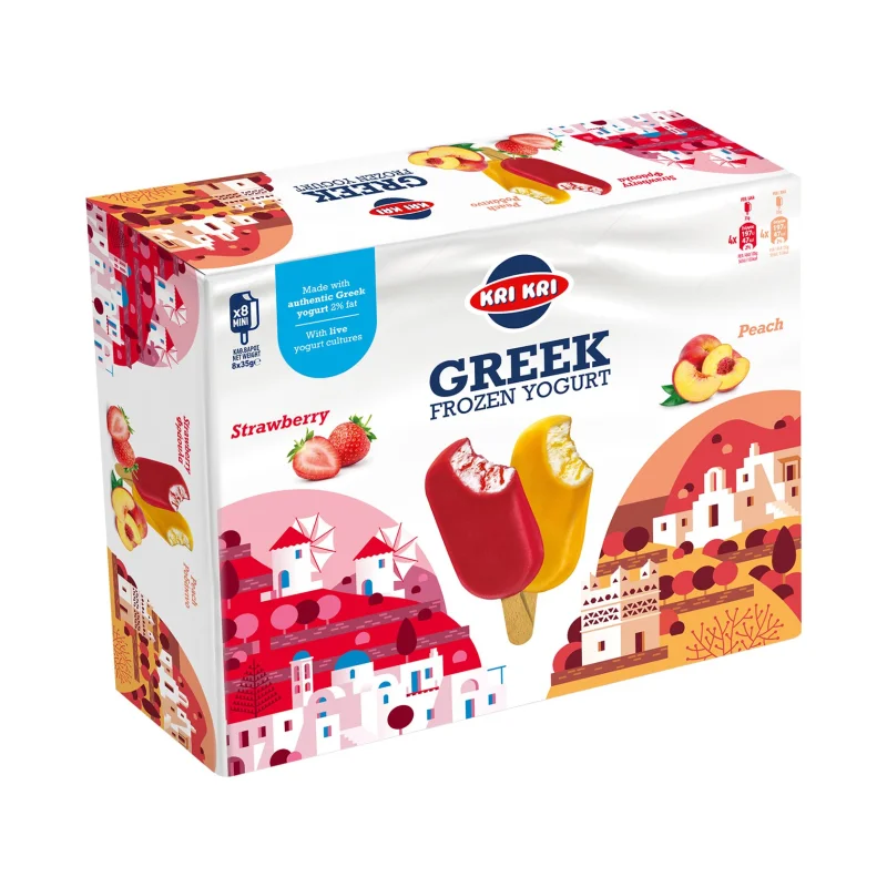 ΚΡΙ ΚΡΙ Greek Frozen Yogurt Παγωτό Ξυλάκι Strawberry Peach 8τεμ 280g