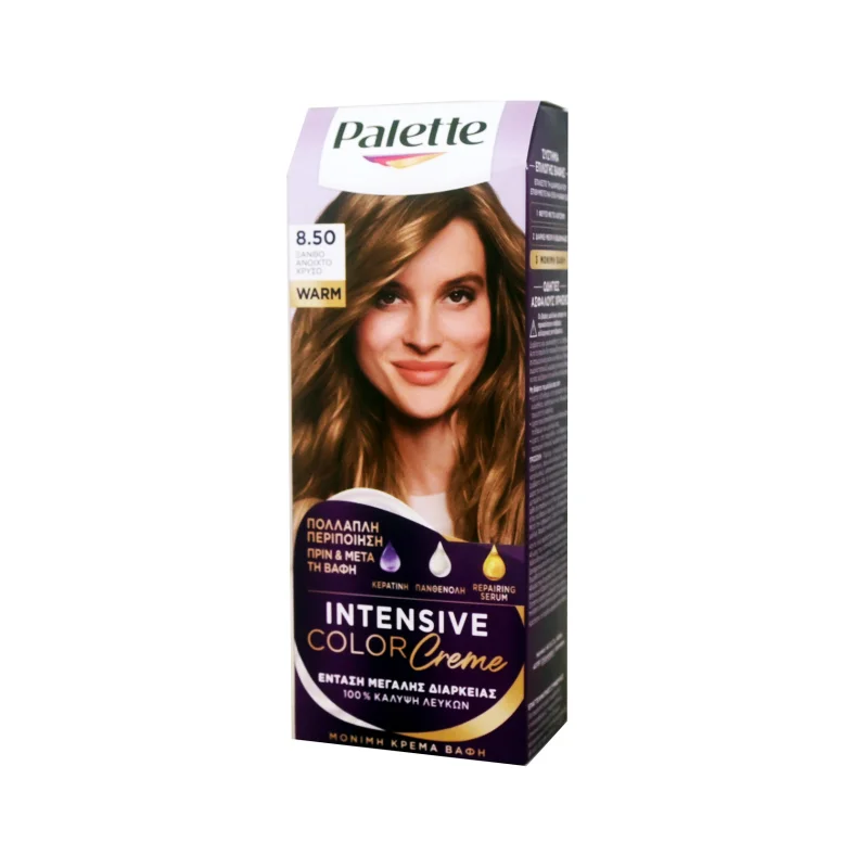Palette Intensive Color Creme βαφή μαλλιών Νο 8.50 ξανθό ανοιχτό χρυσό