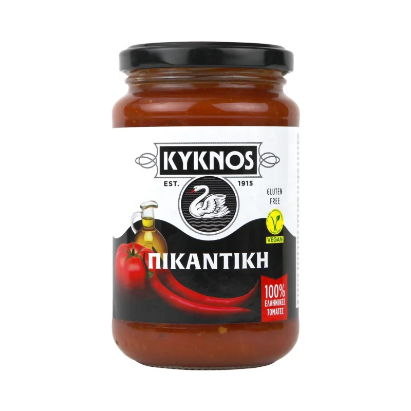 ΚΥΚΝΟΣ Έτοιμη Σάλτσα Ντομάτας Πικάντικη Vegan Χωρίς γλουτένη 350g