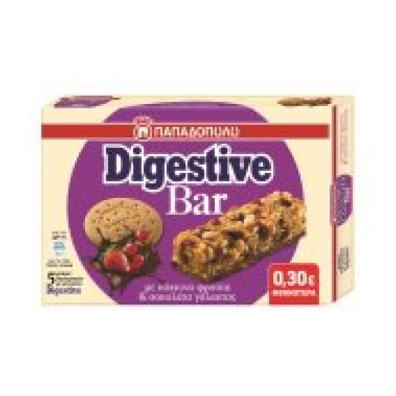 Digestive Bar Μπάρες Δημητριακών με Κόκκινα Φρούτα & Σοκολάτα Γάλακτος 5x28gr -0,30€ 