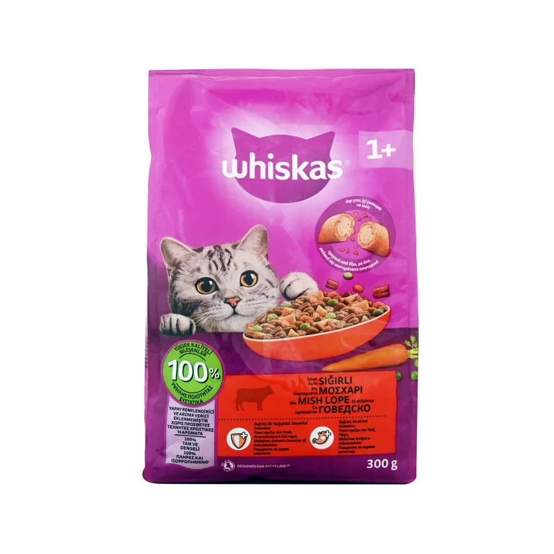 Whiskas Adult ξηρά τροφή γάτας μοσχάρι 300g