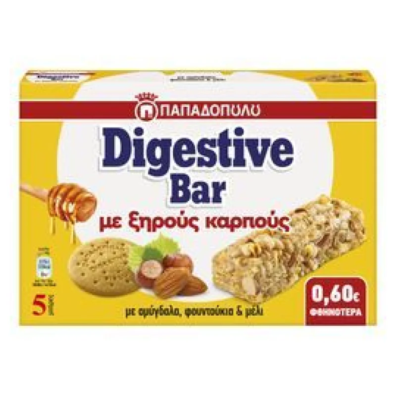 Digestive Bar Μπάρες Δημητριακών Digestive Αμύγδαλα Φουντούκια & Μέλι 5x28g -0,60€ 