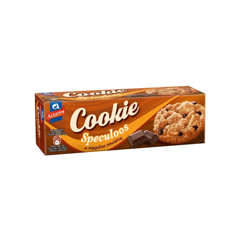 Αλλατίνη Cookie Speculoos μπισκότα με κομμάτια μαύρης σοκολάτας 175g