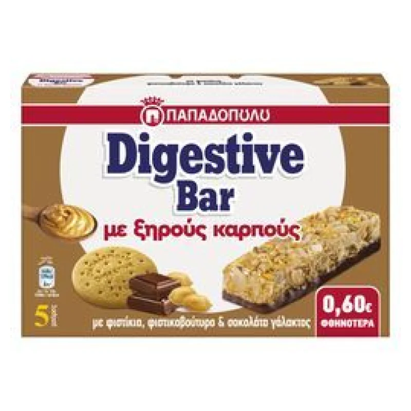 Digestive Bar Μπάρες Δημητριακών Digestive Φιστικοβούτυρο & Σοκολάτα 5x28g -0,60€ 