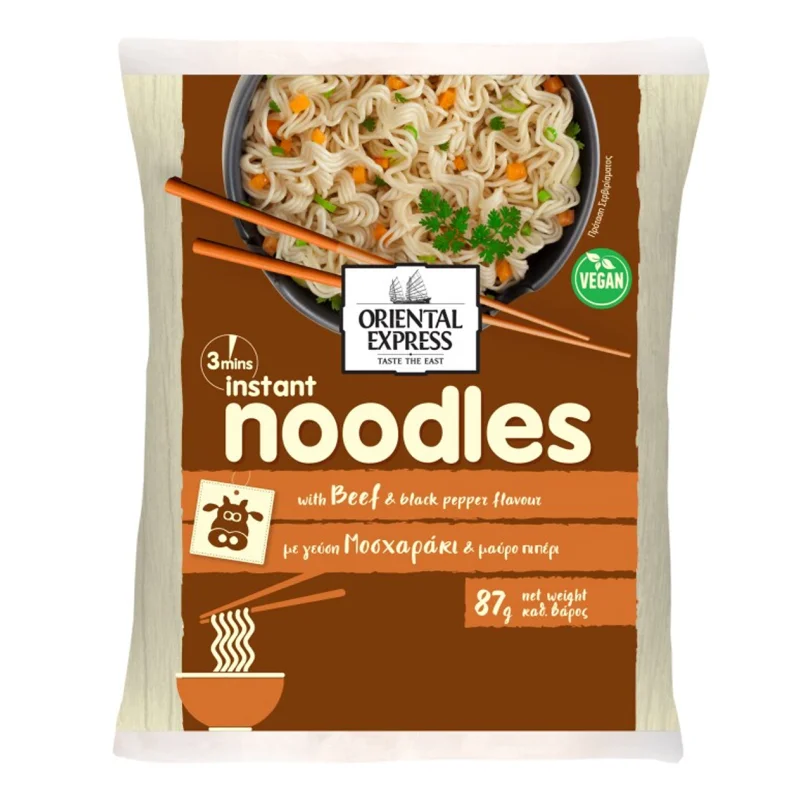 Oriental Express Noodles Με Γεύση Μοσχαράκι & Μαύρο Πιπέρι 3' 87γρ.