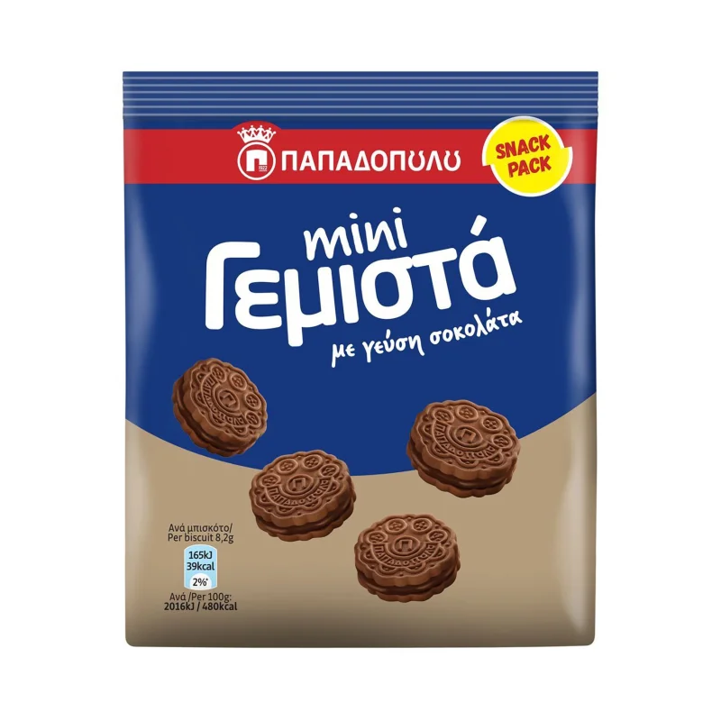 ΠΑΠΑΔΟΠΟΥΛΟΥ Μίνι Γεμιστά Μπισκότα με γεύση Σοκολάτα 90g
