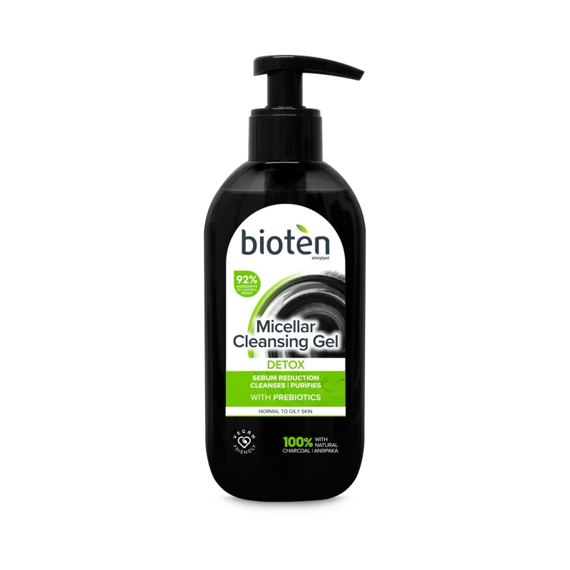 BIOTEN Detox Τζελ Καθαρισμού Προσώπου Micellar με Φυσικό Άνθρακα & Πρεβιοτικά 200ml