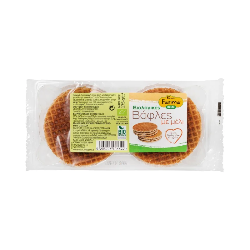 DIMFIL Bio Farma Βάφλες με Μέλι Βιολογικές 175g