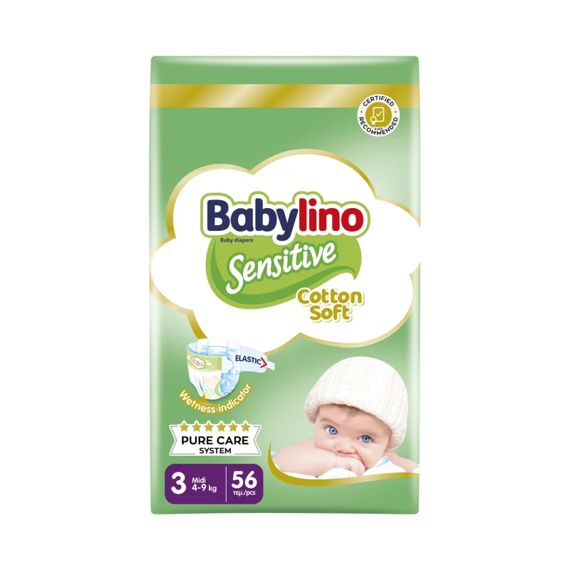 Sensitive Πάνες Cotton Soft Νο3 Midi 4-9kg 56τεμ