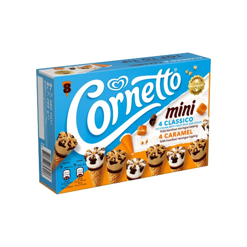 Cornetto παγωτό πολυσυσκευασία classic & caramel mix χωνάκι 8x60ml