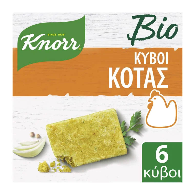 KNORR Κύβοι Ζωμού Κότας Βιολογικοί 6 Τεμάχια 60g