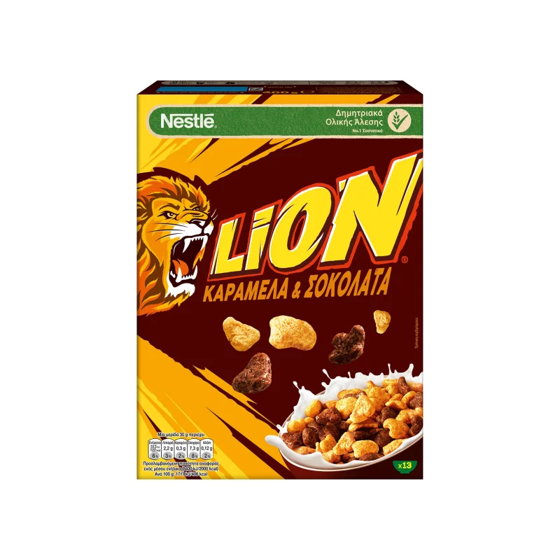 Nestle Lion δημητριακά ολικής άλεσης παιδικά καραμέλα & σοκολάτα 400g