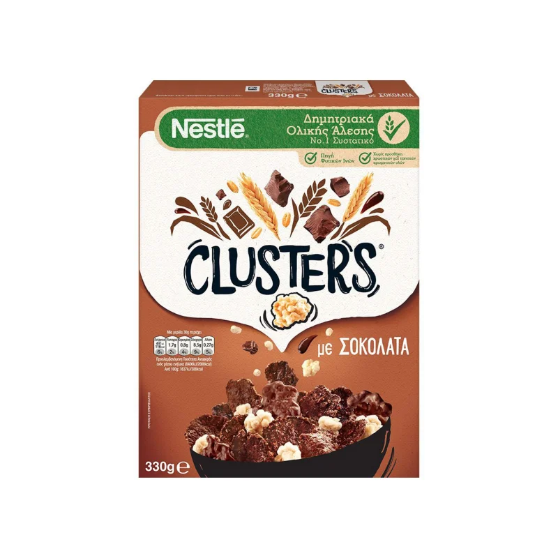 Clusters δημητριακά ολικής άλεσης chocolate 330g
