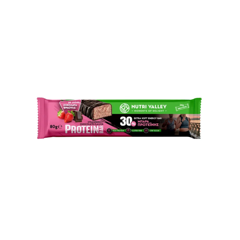 Nutri Valley Protein μπάρα πρωτεΐνης strawberry 80g