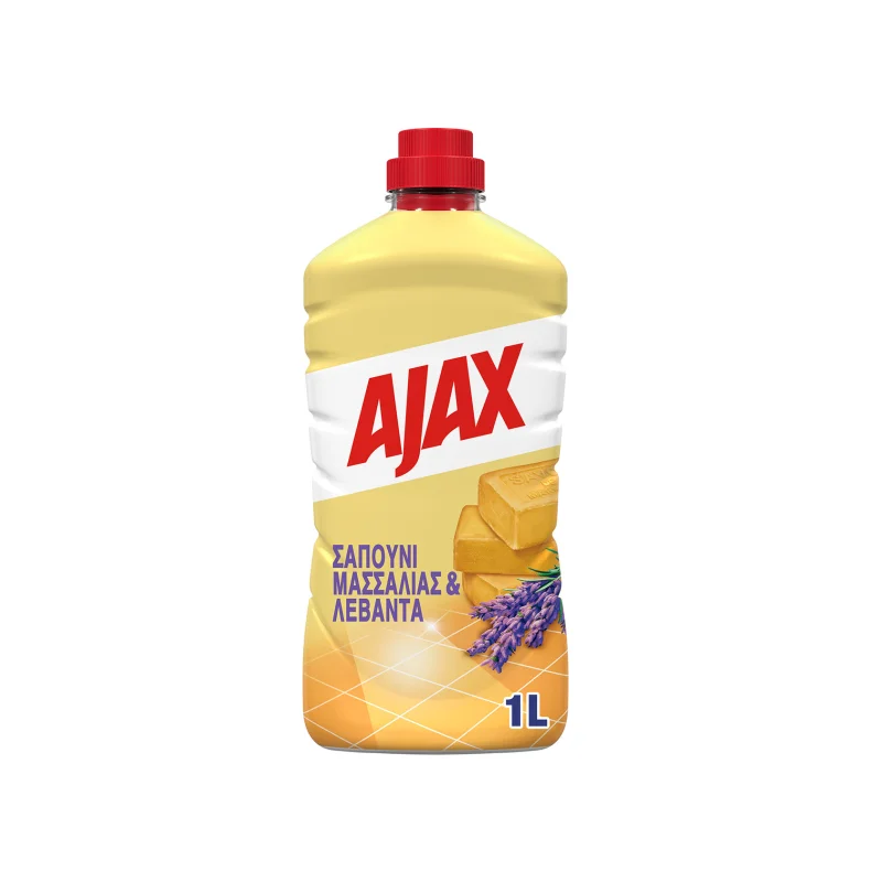 Ajax υγρό καθαριστικό οικιακής χρήσης σαπούνι μασσαλίας & λεβάντα 1lt
