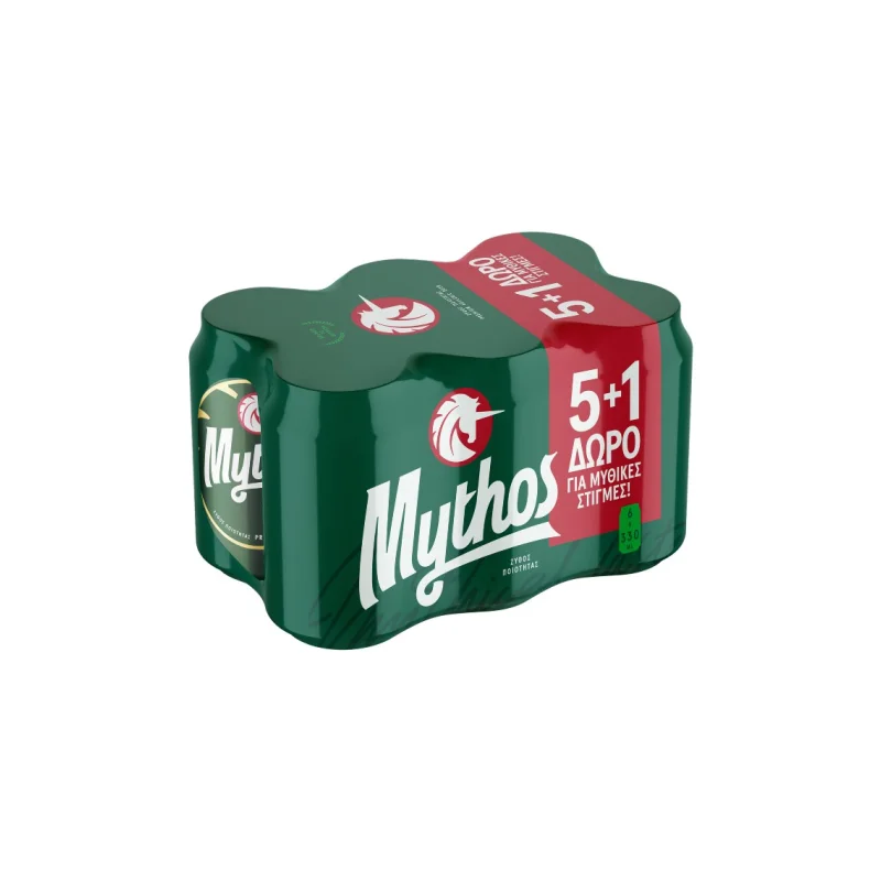 MYTHOS Μπύρα Lager Κουτί 6x330ml 5+1 Δώρο