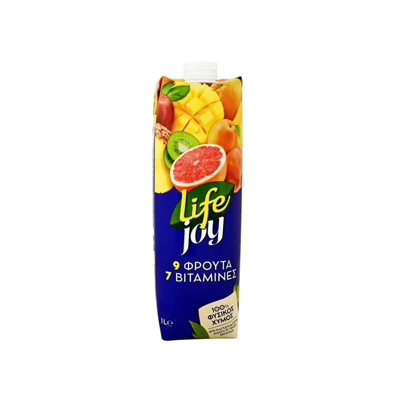 Life Joy 100% φυσικός χυμός 9 φρούτα με 7 βιταμίνες 1lt