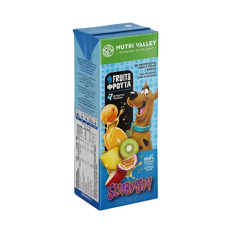 NUTRI VALLEY Scooby Doo Χυμός Φυσικός με 9 Φρούτα & 7 Βιταμίνες 250ml
