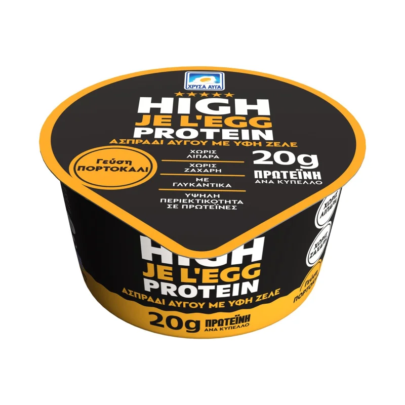 ΧΡΥΣΑ ΑΥΓΑ Je L'egg High Protein Ασπράδι Αυγού με Υφή Ζελέ & γεύση Πορτοκάλι Χωρίς ζάχαρη 150g