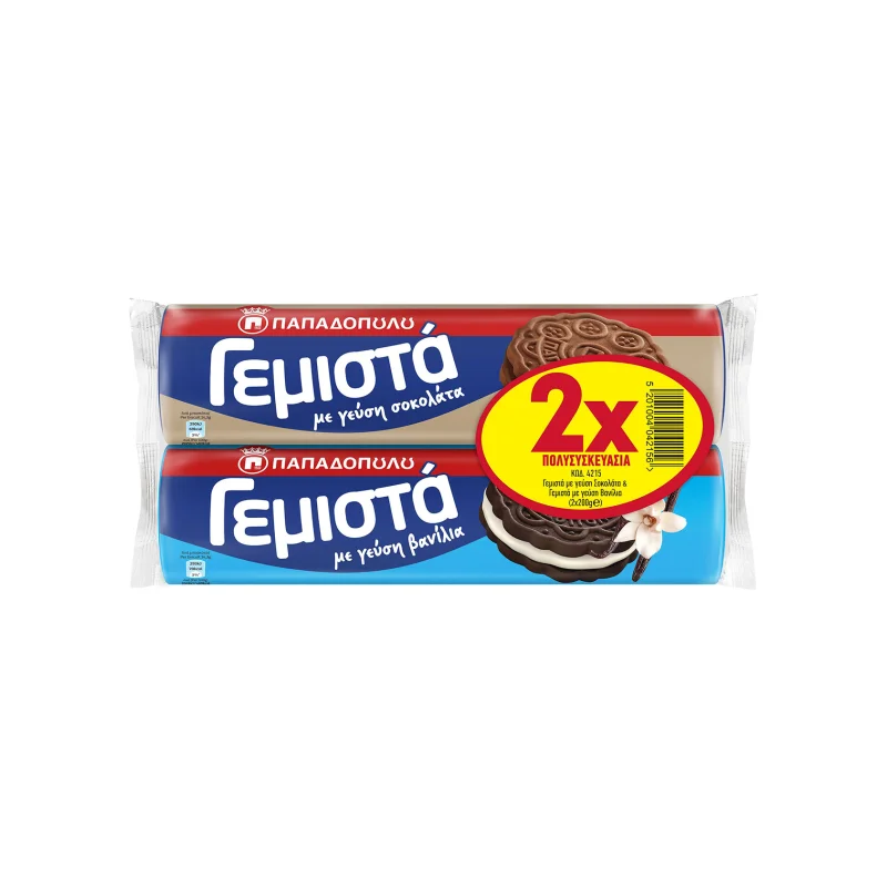 Παπαδοπούλου Γεμιστά μπισκότα γεμιστά μπισκότα 2x200g