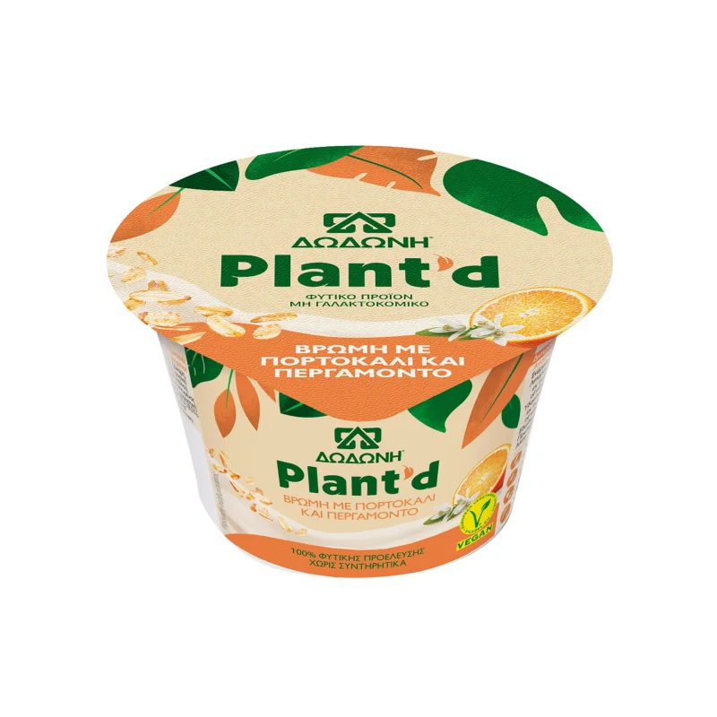Δωδώνη Plant' d επιδόρπιο φυτικό ψυγείου βρώμη-πορτοκάλι-περγαμόντο 150g