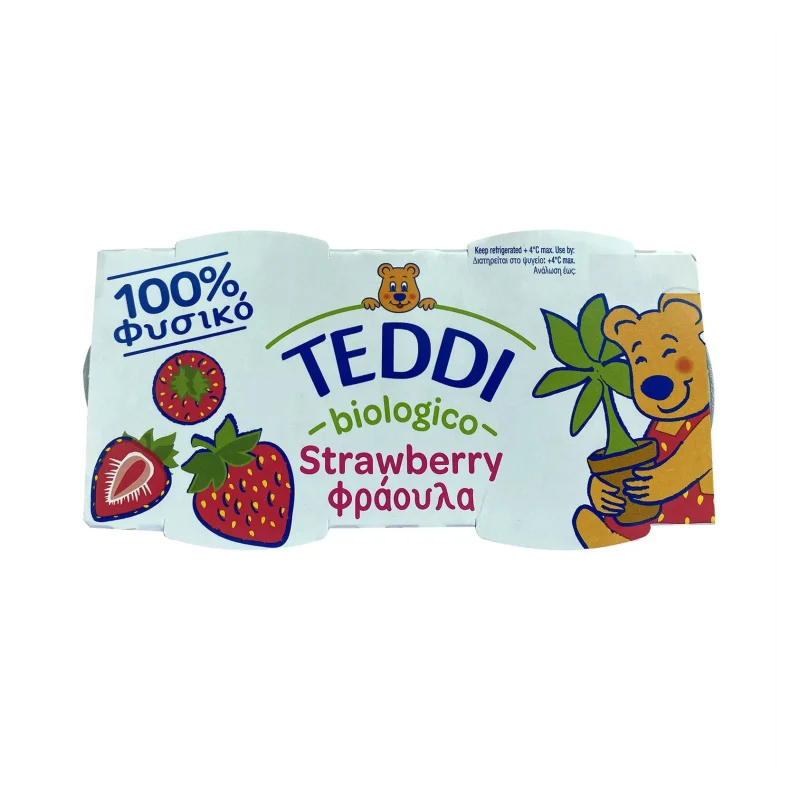 TEDDI Επιδόρπιο Γιαουρτιού Φράουλα Βιολογικό Χωρίς γλουτένη 2x115g