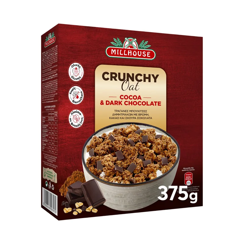MILLHOUSE Crunchy Oat Granola με Βρώμη Κακάο & Σκούρα Σοκολάτα 375g