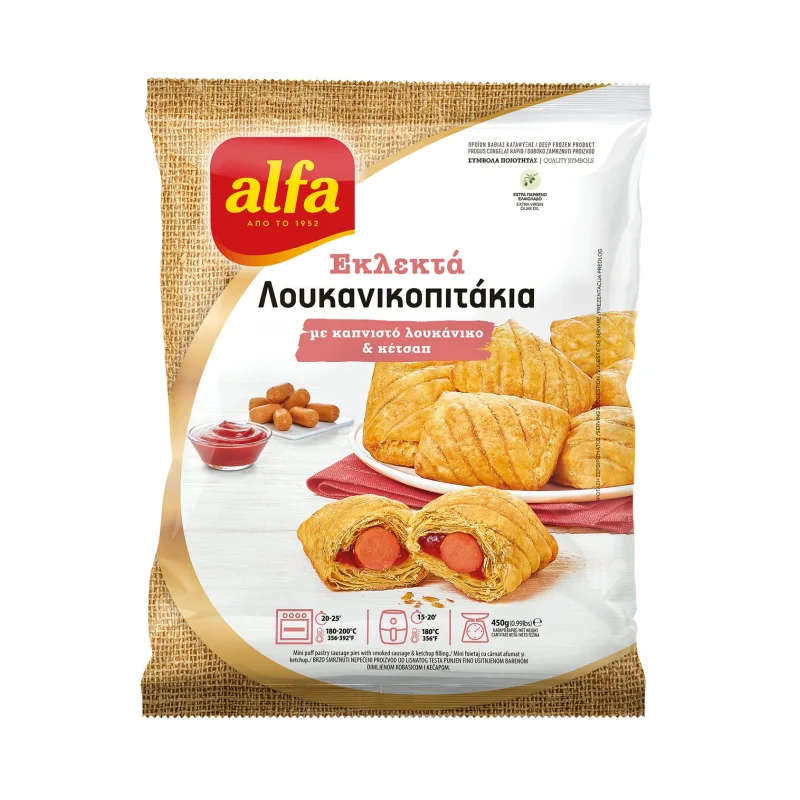 Λουκανικοπιτάκια ALFA Εκλεκτά με Καπνιστό Λουκάνικο & Κέτσαπ 450g