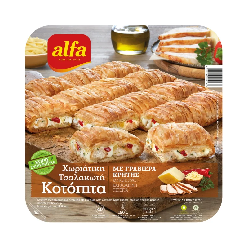 Χωριάτικη Κοτόπιτα ALFA Τσαλακωτή με Γραβιέρα Κρήτης 900g